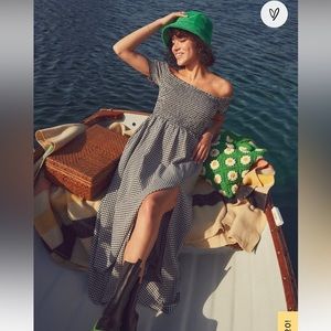 Patsy Black and White Gingham Off-the-Shoulder Dress